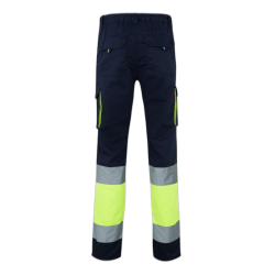 Pantalón stretch bicolor multibolsillos AZUL NAVY/AMARILLO FLÚOR 303002S,... 2