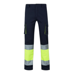 Pantalón stretch bicolor multibolsillos AZUL NAVY/AMARILLO FLÚOR 303002S,...