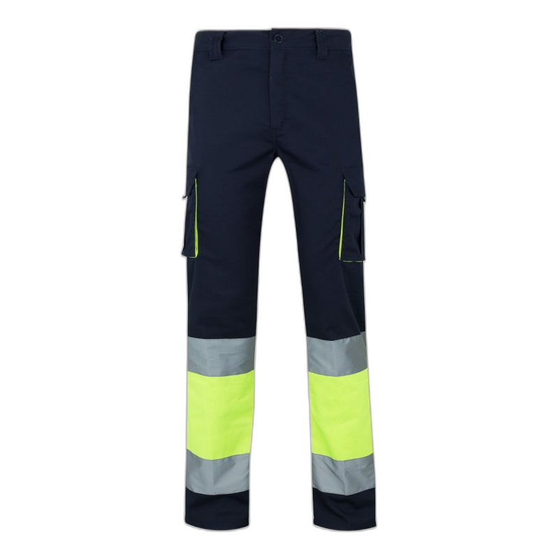 Pantalón stretch bicolor multibolsillos AZUL NAVY/AMARILLO FLÚOR 303002S,...
