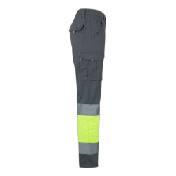 Pantalón 100% algodón multibolsillos Gris/Amarillo flúor, 303007, Velilla 3