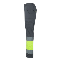 Pantalón 100% algodón multibolsillos Gris/Amarillo flúor, 303007, Velilla 4