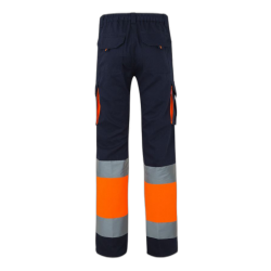 Pantalón 100% algodón multibolsillos Azul navy/Naranja flúor, 303007, Velilla 2