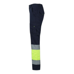 Pantalón 100% algodón multibolsillos azul navy/amarillo flúor, 303007, Velilla 4