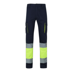 Pantalón 100% algodón multibolsillos azul navy/amarillo flúor, 303007, Velilla 2