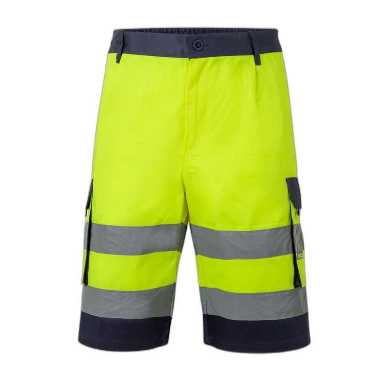 Bermudas multibolsillos azul marino y amarillo flúor, ref. 303004, Velilla