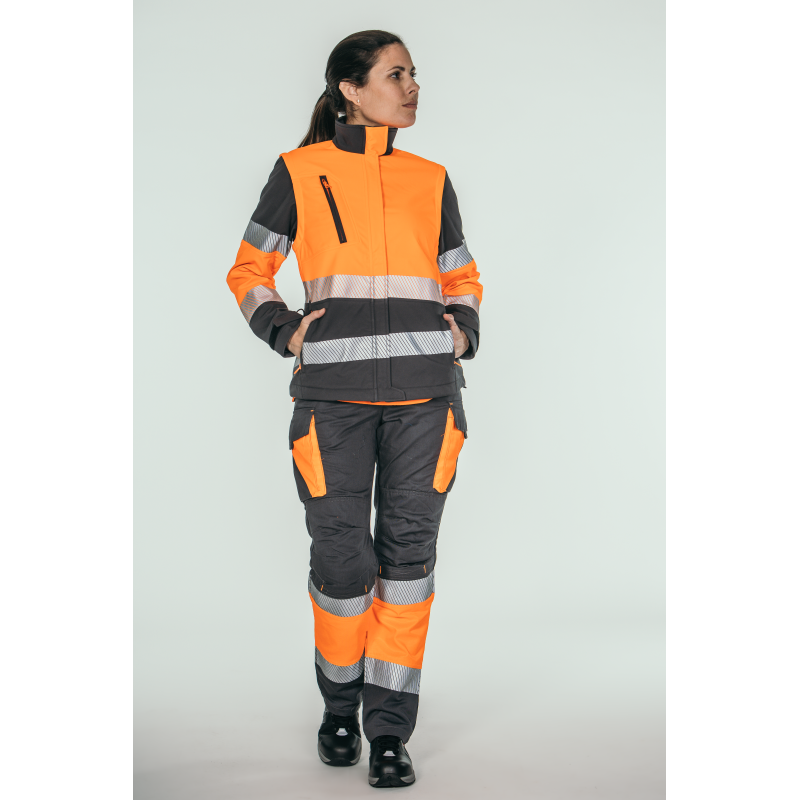 Pantalón alta visibilidad MUJER KINGSMANN STARLIGHT para rodilleras, Gris con...