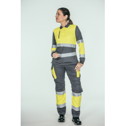 Pantalón alta visibilidad MUJER KINGSMANN STARLIGHT, Gris con Amarillo Flúor 6