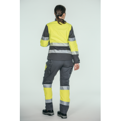 Pantalón alta visibilidad MUJER KINGSMANN STARLIGHT, Gris con Amarillo Flúor 9