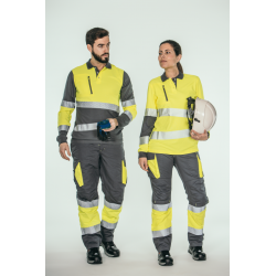 Pantalón alta visibilidad MUJER KINGSMANN STARLIGHT, Gris con Amarillo Flúor 13