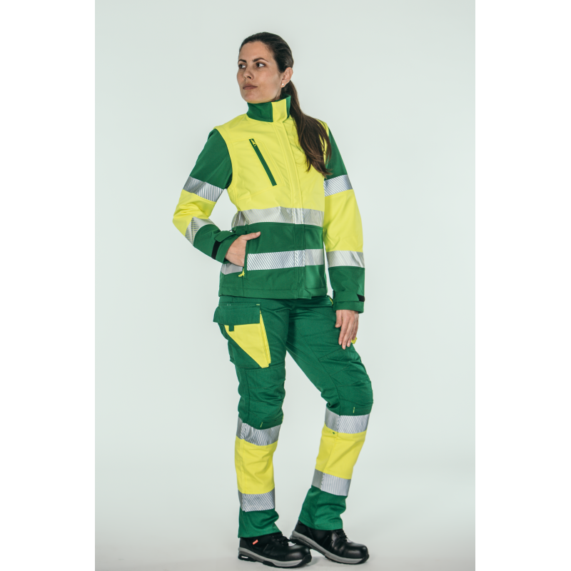 Pantalón ACOLCHADO alta visibilidad MUJER KINGSMANN STARLIGHT, Verde con...