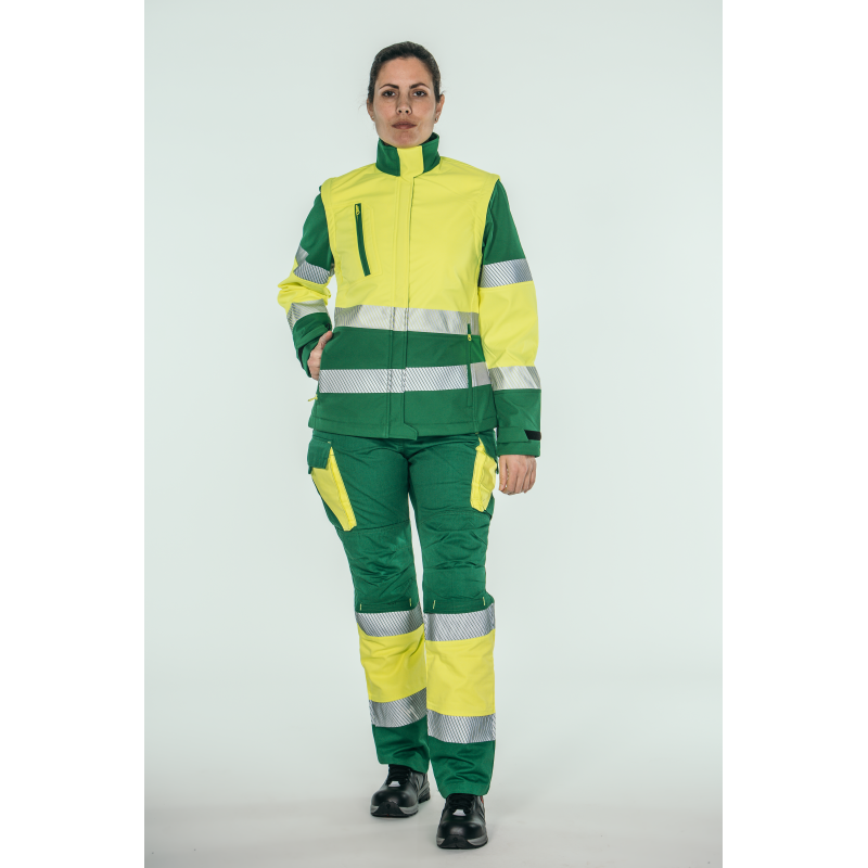 Pantalón alta visibilidad MUJER KINGSMANN STARLIGHT para rodilleras, Verde...