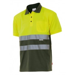 Polo de manga corta alta visibilidad color Amarillo flúor/verde, ref. 173_03/20, Velilla