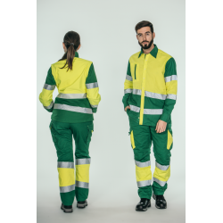 Pantalón alta visibilidad HOMBRE KINGSMANN STARLIGHT, Verde con Amarillo Flúor 9