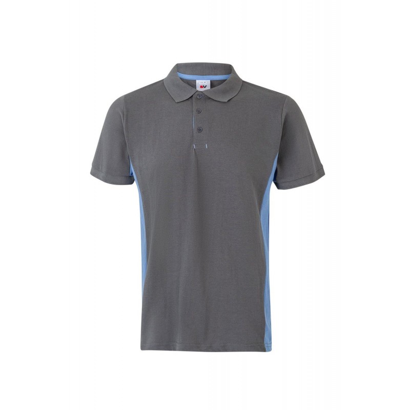 Polo de manga corta bicolor Gris/celeste, ref. 105504_08/05, Velilla