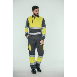 Pantalón alta visibilidad HOMBRE KINGSMANN STARLIGHT, Gris con Amarillo Flúor