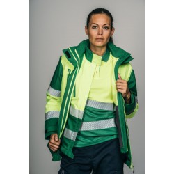 Parka alta visibilidad MUJER STARLIGHT ENCASTRABLE Verde con Amarillo Flúor 4