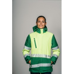 Parka alta visibilidad MUJER STARLIGHT ENCASTRABLE Verde con Amarillo Flúor 5