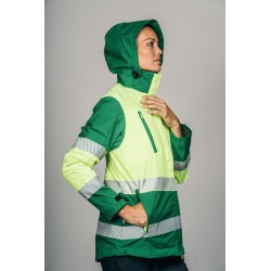 Parka alta visibilidad MUJER STARLIGHT ENCASTRABLE Verde con Amarillo Flúor 7