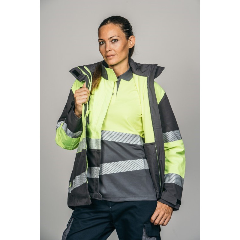 Parka alta visibilidad encastrable MUJER KINGSMANN STARLIGHT, Gris con...