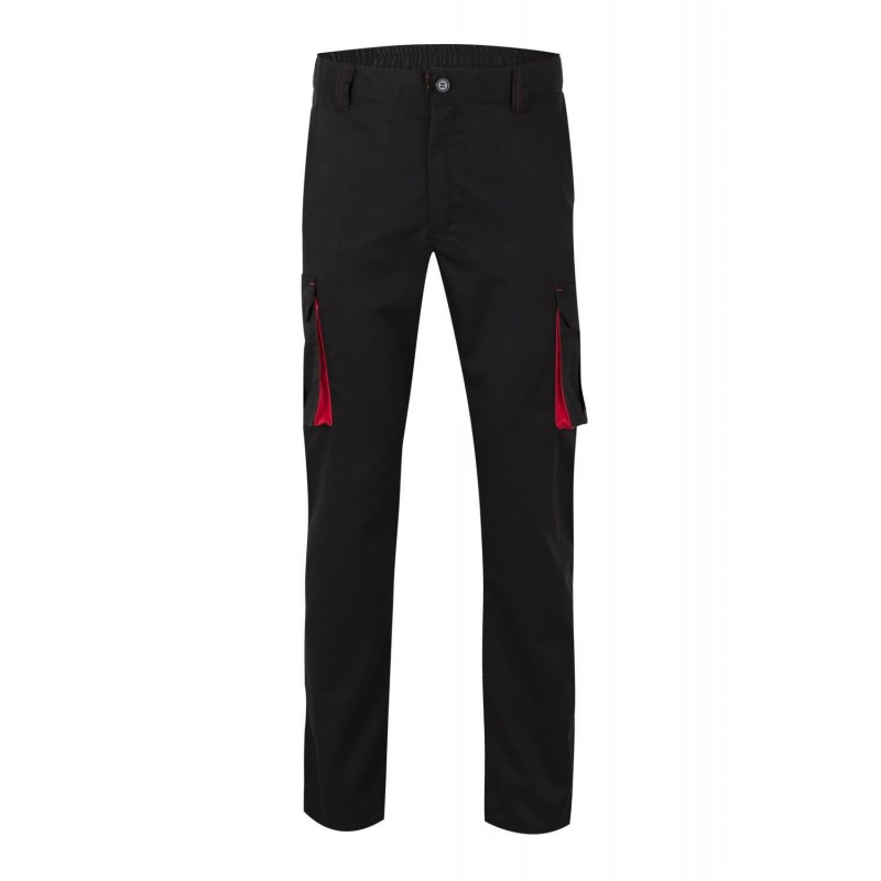 Pantalón de trabajo stretch color Negro/rojo, ref. 103024S_00/12, Velilla