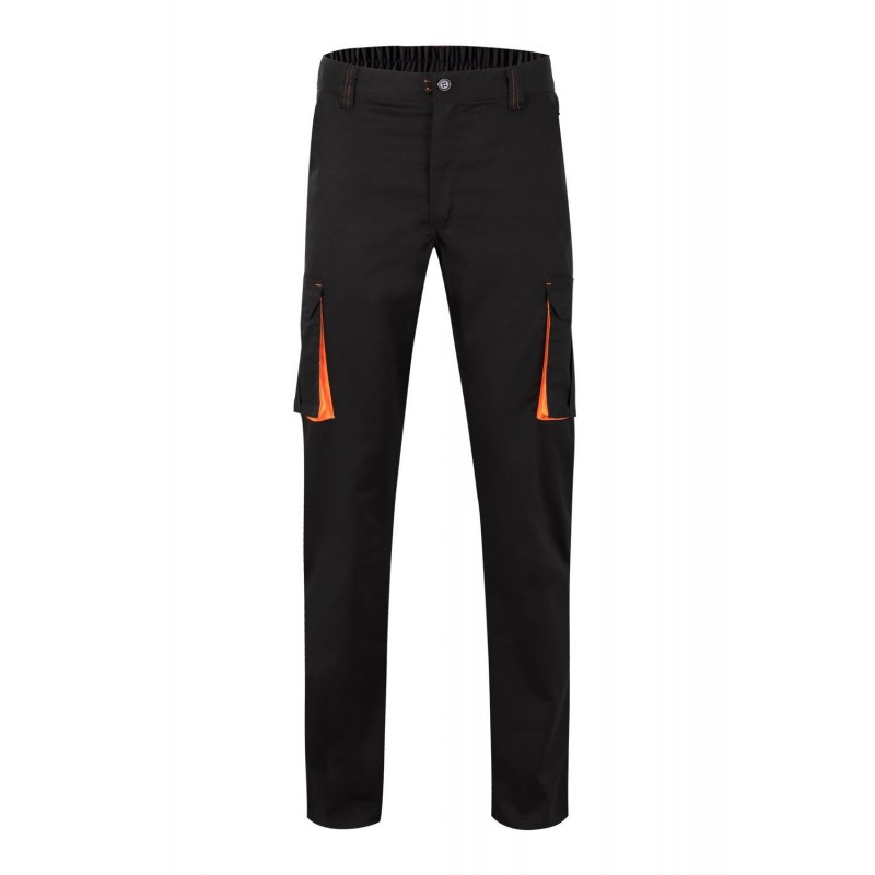 Pantalón de trabajo stretch color Negro/naranja, ref. 103024S_00/16, Velilla