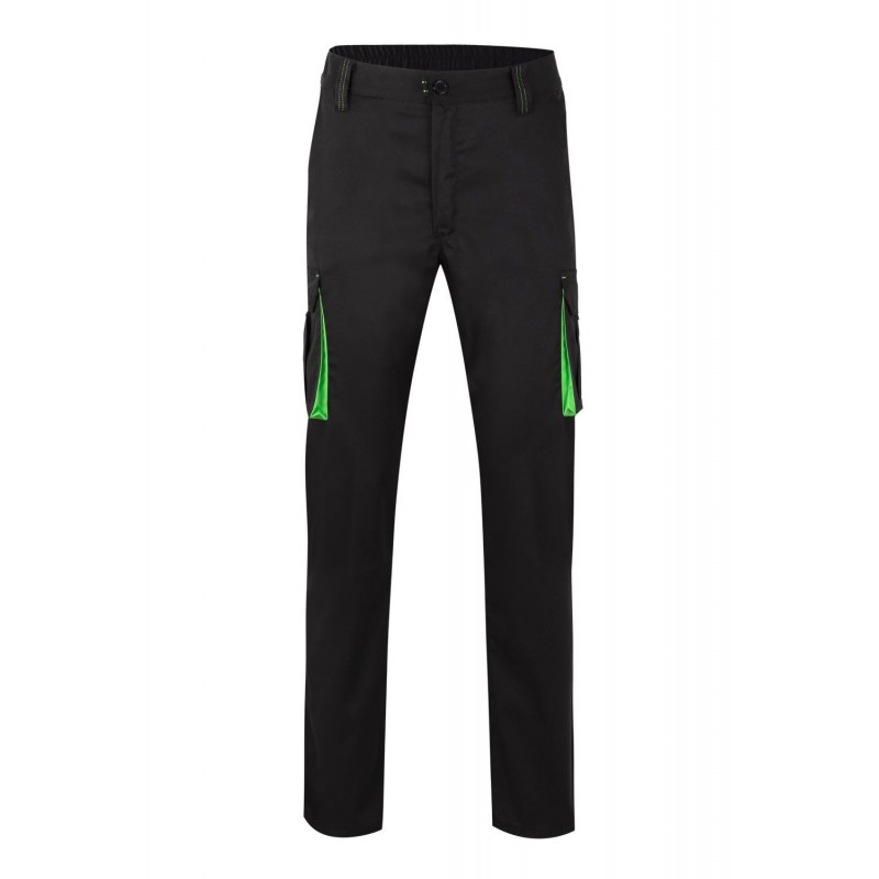 Pantalón de trabajo stretch color Negro/Verde, ref. 103024S_00/25, Velilla