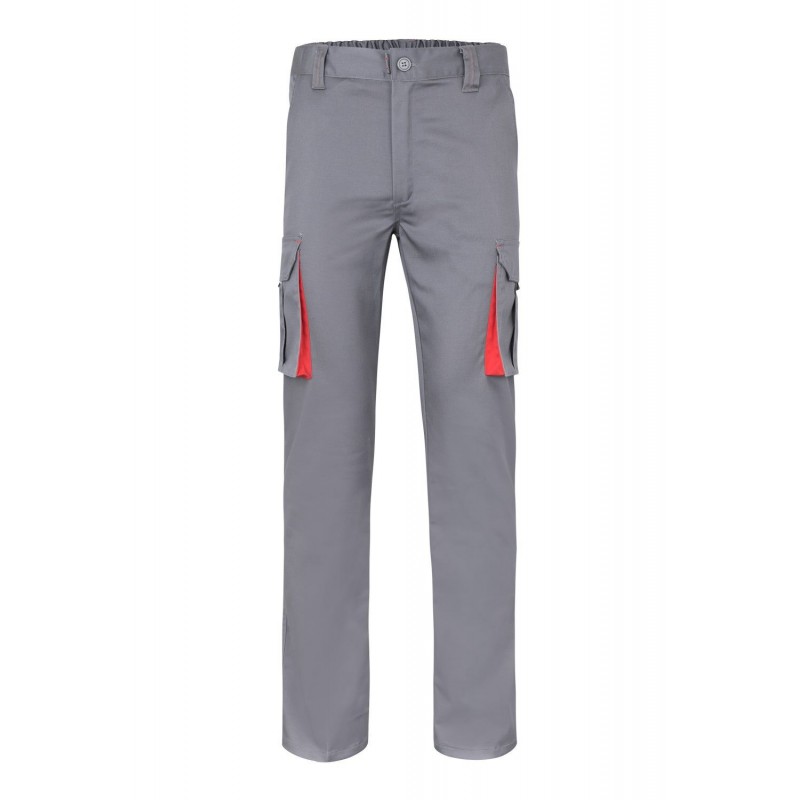 Pantalón de trabajo stretch color Gris/rojo, ref. 103024S_08/12, Velilla