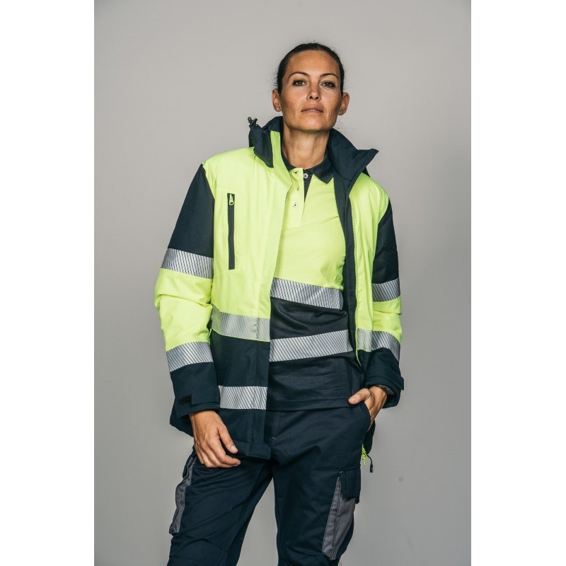Parka alta visibilidad MUJER KINGSMANN STARLIGHT con guata, Azul Marino con...
