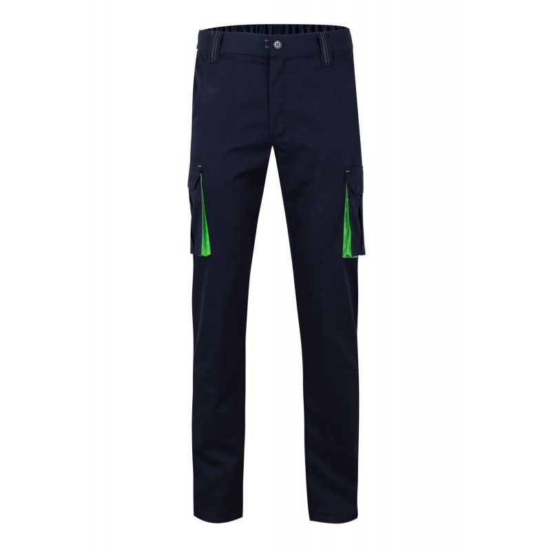Pantalón de trabajo stretch color Azul marino/verde, ref. 103024S_61/25, Velilla