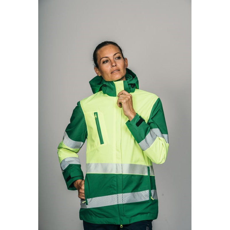 Parka alta visibilidad MUJER KINGSMANN STARLIGHT con guata, Verde con...