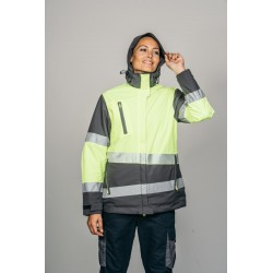Parka alta visibilidad MUJER KINGSMANN STARLIGHT con guata, Gris con Amarillo...