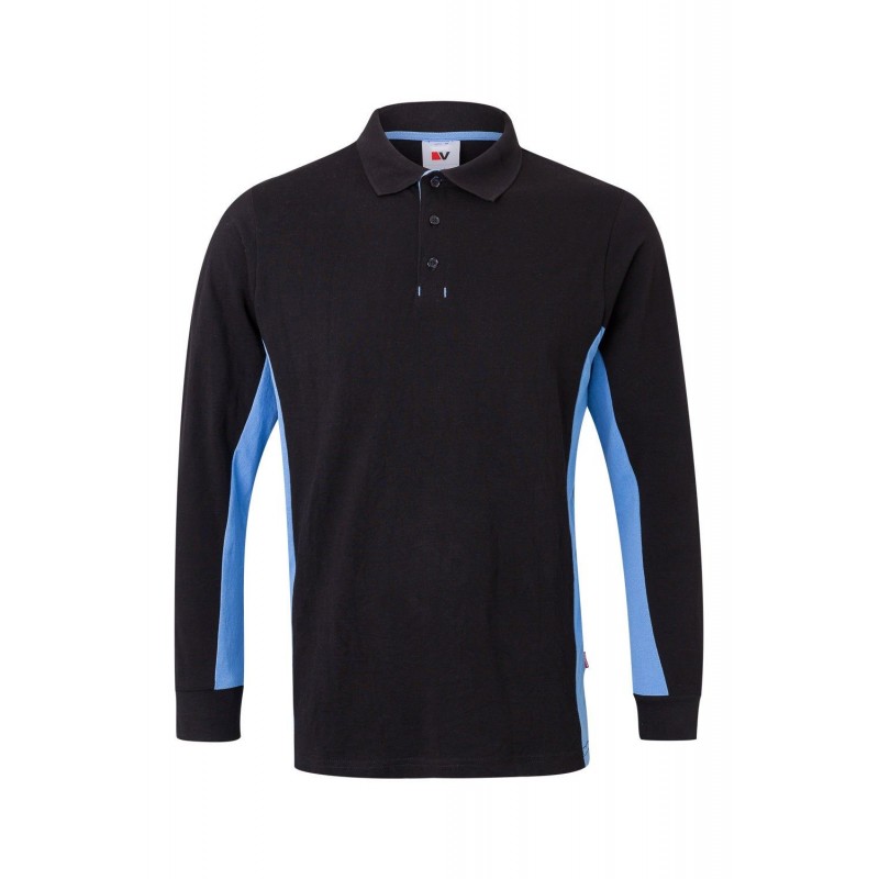Polo de trabajo color Negro/celeste, ref. 105514_00/05, Velilla