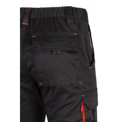 Pantalón de trabajo stretch, refuerzo trasero, color Negro/naranja, ref. 103008S_00/19, Velilla