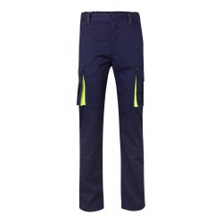 Pantalón de trabajo stretch, refuerzo trasero, color Amarillo flúor/navy, ref. 103008S_01/20, Velilla
