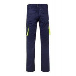 Pantalón de trabajo stretch, refuerzo trasero, color Amarillo flúor/navy, ref. 103008S_01/20, Velilla