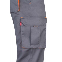 Pantalón de trabajo stretch, refuerzo trasero, color Naranja flúor/gris, ref. 103008S_08/19, Velilla