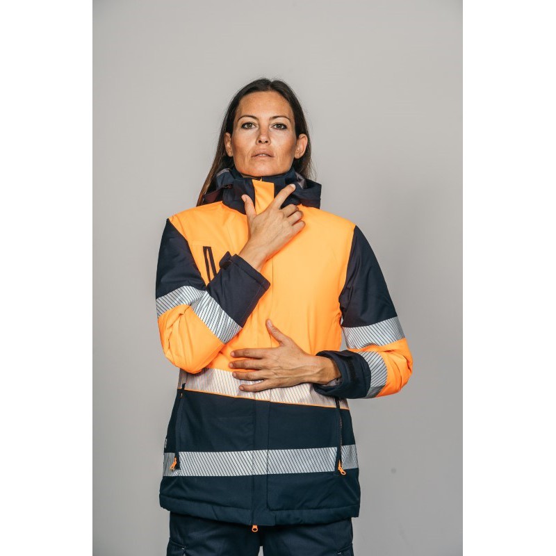Parka alta visibilidad MUJER KINGSMANN STARLIGHT con guata, Azul Marino con...