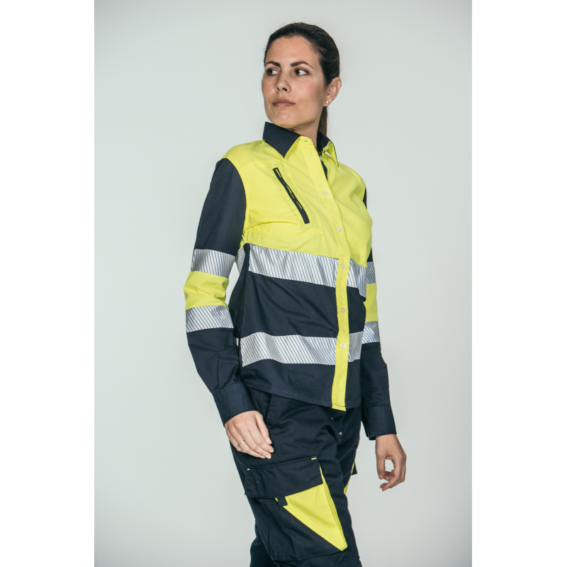 Camisa alta visibilidad MUJER KINGSMANN STARLIGHT manga larga, Azul Marino...