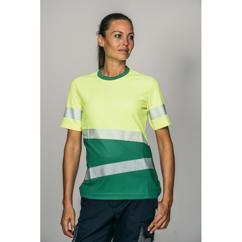 Camiseta alta visibilidad MUJER KINGSMANN STARLIGHT manga corta, Verde con...