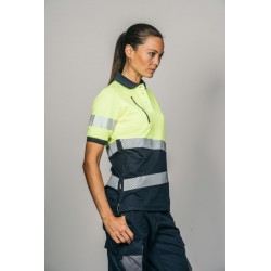 Polo alta visibilidad MUJER KINGSMANN STARLIGHT manga corta, Azul Marino con... 2