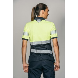 Polo alta visibilidad MUJER KINGSMANN STARLIGHT manga corta, Azul Marino con... 3