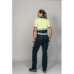 Polo alta visibilidad MUJER KINGSMANN STARLIGHT manga corta, Azul Marino con... 5