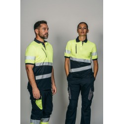 Polo alta visibilidad MUJER KINGSMANN STARLIGHT manga corta, Azul Marino con... 7