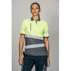 Polo alta visibilidad MUJER KINGSMANN STARLIGHT manga corta 100% Poliéster,...