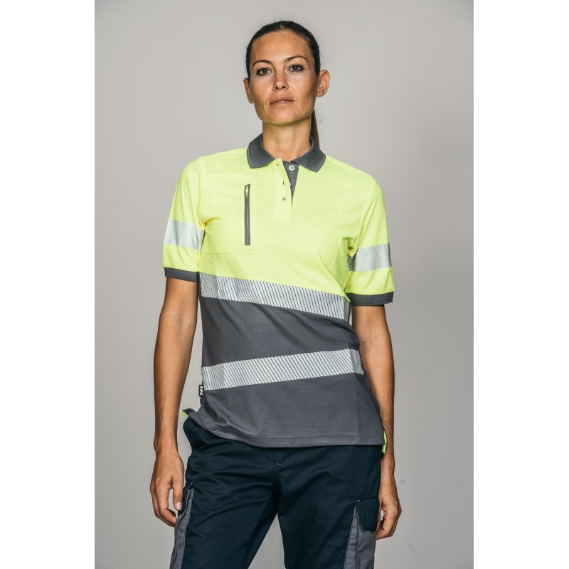 Polo alta visibilidad MUJER KINGSMANN STARLIGHT manga corta 100% Poliéster,...
