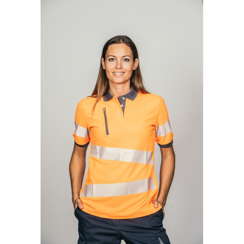 Polo alta visibilidad MUJER KINGSMANN STARLIGHT manga corta 100% Poliéster,...