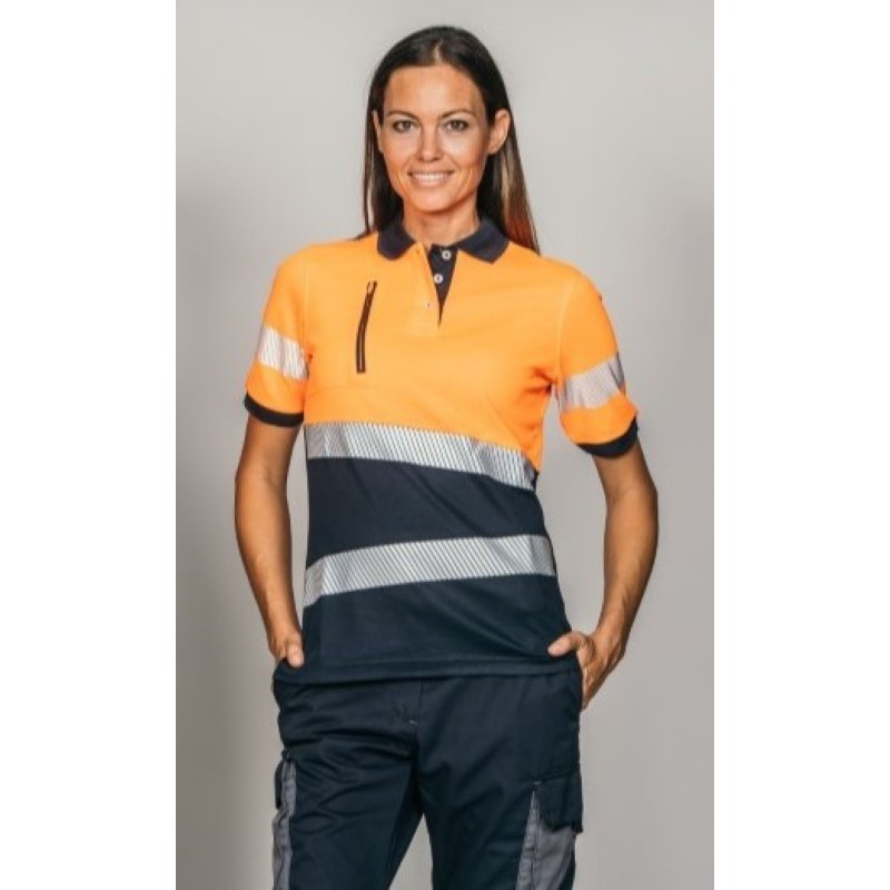 Polo alta visibilidad MUJER KINGSMANN STARLIGHT manga corta 65/35, Azul...