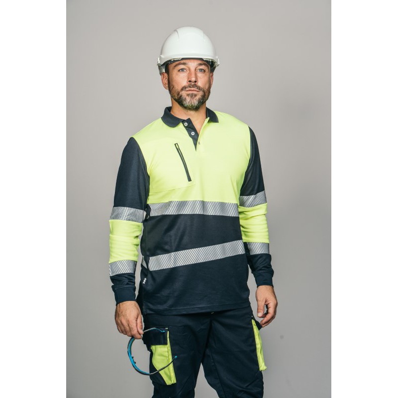 Polo alta visibilidad HOMBRE KINGSMANN STARLIGHT manga larga 100% Poliéster,...