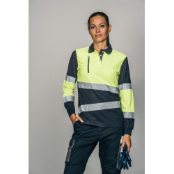 Polo alta visibilidad MUJER KINGSMANN STARLIGHT manga larga 100% Poliéster,...