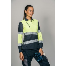 Polo alta visibilidad MUJER KINGSMANN STARLIGHT manga larga 100% Poliéster,... 2